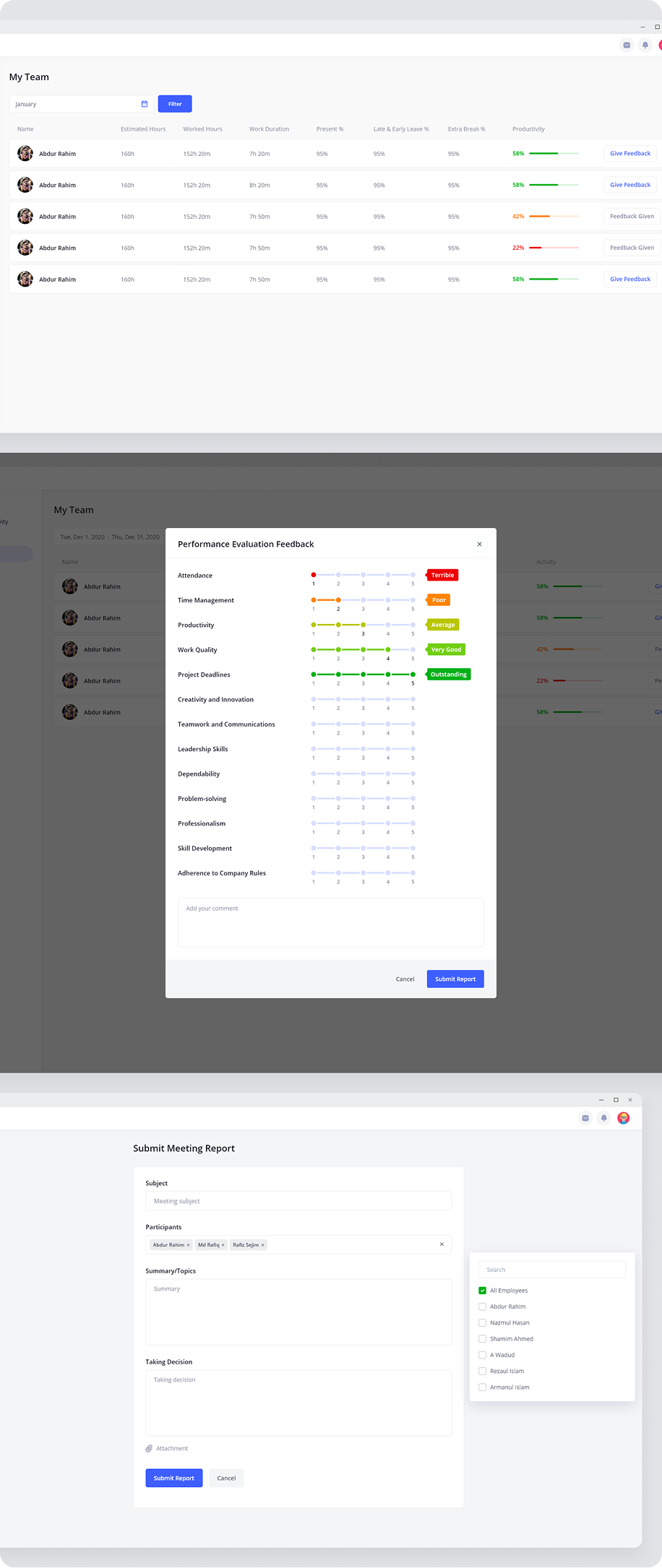 HRM Team Lead area screenshot 2
